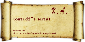 Kostyál Antal névjegykártya